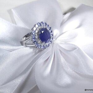 5.88ctw Tanzanite & Diamond Engagement Ring – 14K White Gold, 7.1g